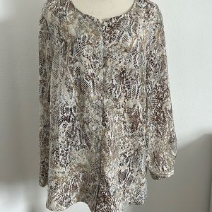 Chico’s Animal Print Button Up Long Sleeve Blouse